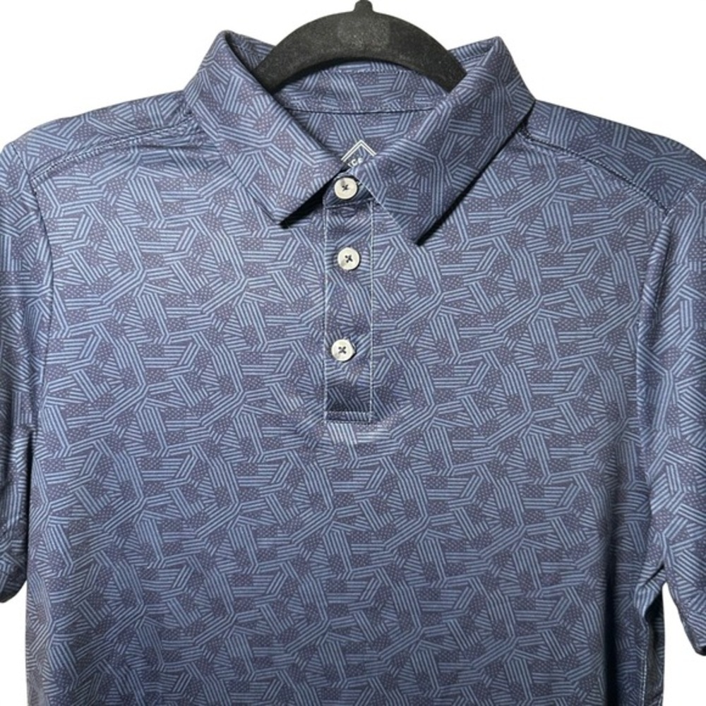 BURLEBO Mens Navy Performance Polo Size‎ S Geometric Golf Shirt - Picture 3 of 13
